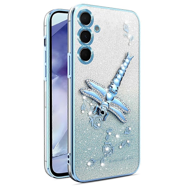 KADEM Fodral för Samsung Galaxy A05s 4G Dragonfly Ställ TPU Blommor Glitter Mobilskal Multicolor Style C