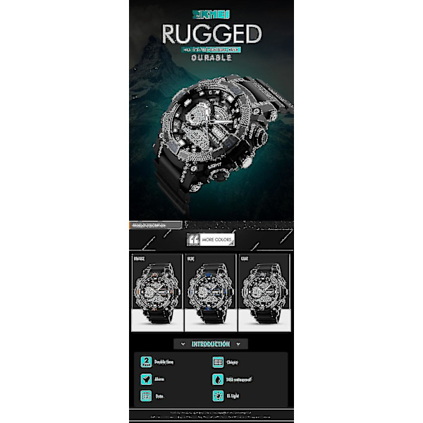 Skmei 1228 Dual Display Multifunktionel Digital Quartz 50m Vandtæt Chronograph
