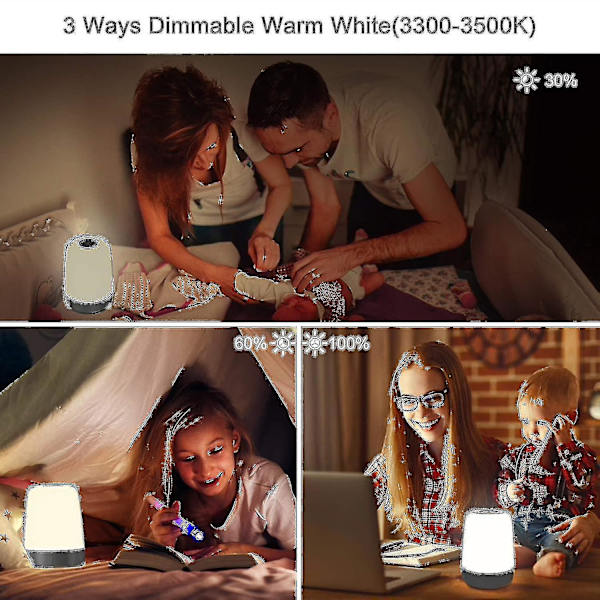 Touch Wake Up Night Light med soluppgångssimulering väckarklocka, 3-vägs dimbar varmvit sänglampa, sömnhjälp Snooze Timer Mode
