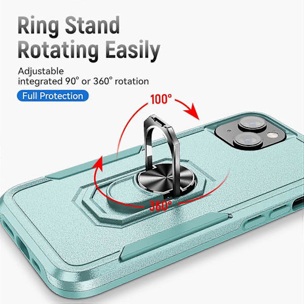 iPhone 15 PC+TPU Iskunkestävä Suojakuori Pudotussuojaava Puhelinkotelo Sormuksella ja Jalustalla Multicolor Style G