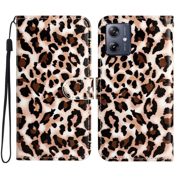 För Motorola Moto G54 5g case Mönstertryck plånbok cover Leopard Print