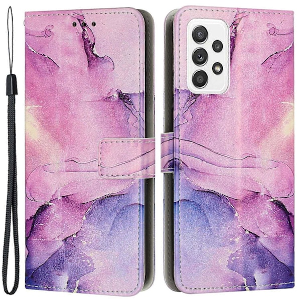För Samsung Galaxy A33 5G PU Läder Marmormönster Tryck Telefonskal Flip Ställ Plånboksfodral Multicolor Style A