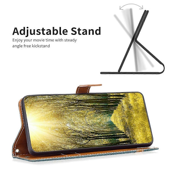 Skal till Samsung Galaxy A15 4G Jeans Tyg Splicing PU Läder Telefonfodral Multicolor Style I