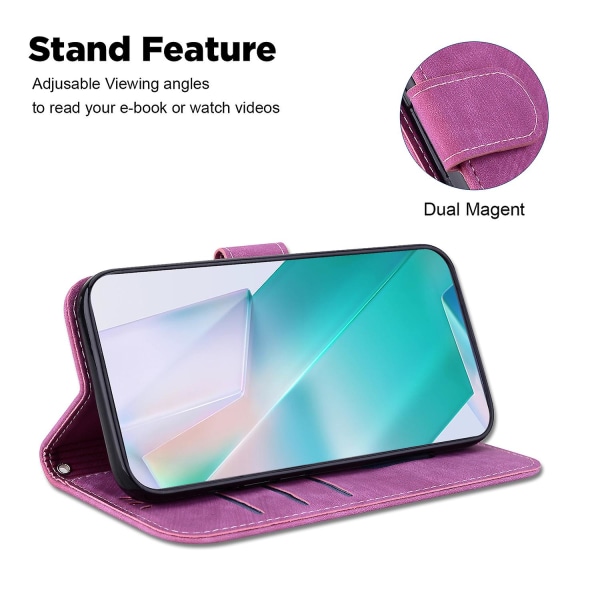 För Oppo Reno10 5g (global) Pu-läder tigermönster tryckt case Stativ Plånbok Flip Cover Rose