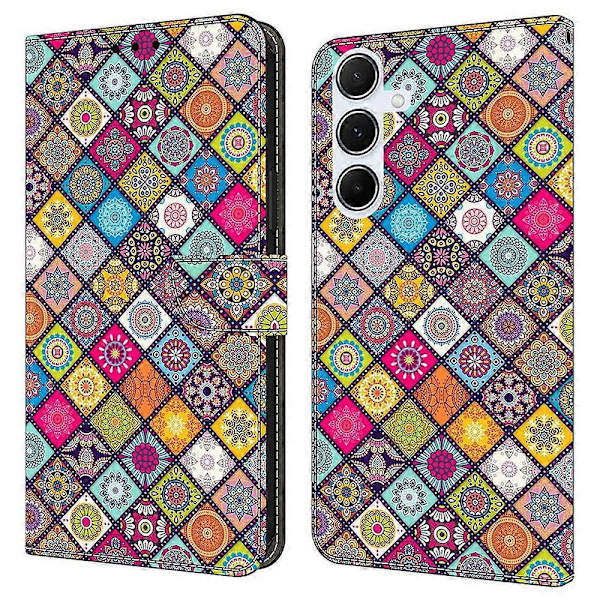 Til Samsung Galaxy A36 5G/A56 5G Mønsterprintet Beskyttelsescover TPU+PU Læder Flip Telefon Multicolor Style B