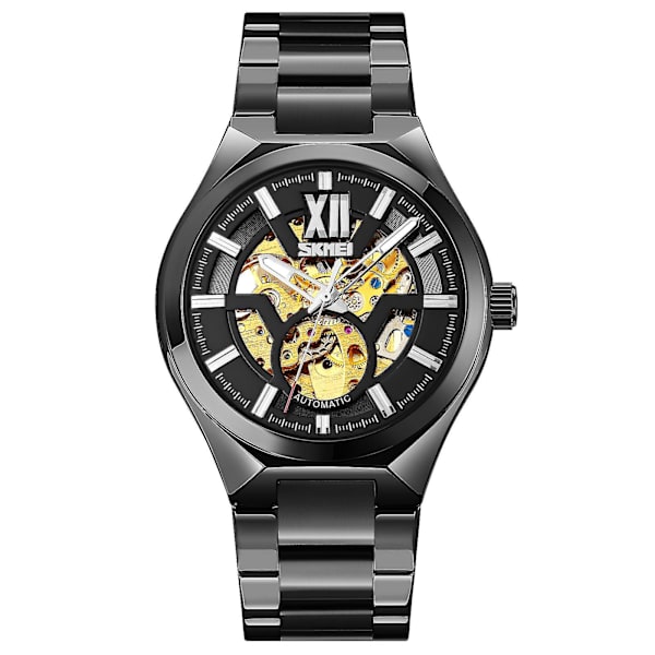 Skmei 9258 Män Automatisk Mekanisk Watch Black Shell Black Surface