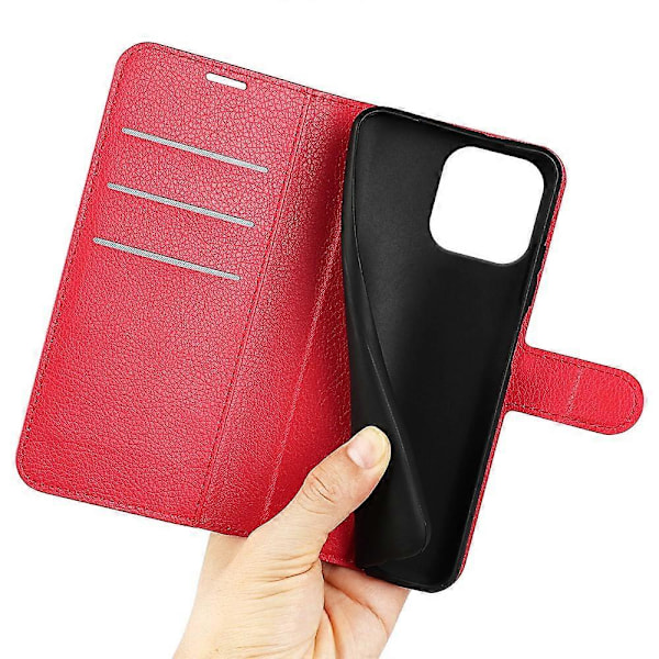 Lædercover til iPhone 16 Pro Max Wallet Case med Litchi-tekstur Multicolor Style D
