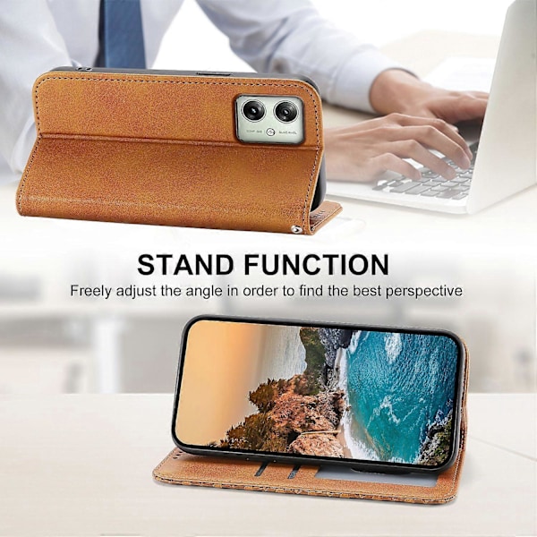 Til Motorola Moto G54 5G Etui Wallet PU Læder Præget Telefon Cover Multicolor Style F