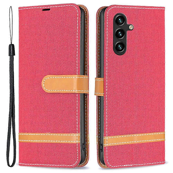 Skal till Samsung Galaxy A15 4G Jeans Tyg Splicing PU Läder Telefonfodral Multicolor Style E