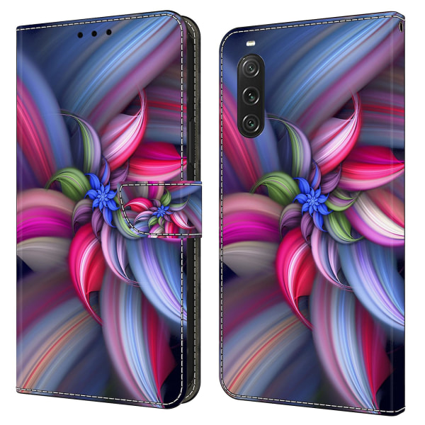 För Sony Xperia 10 V skyddande case 3d-mönsterutskrift Pu- cover med stativ Colorful Flowers
