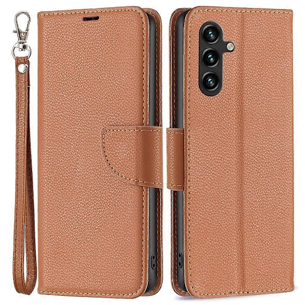 Til Samsung Galaxy A15 4G Etui Litchi Tekstur PU Læderpung Mobiltelefon Cover Multicolor Style E