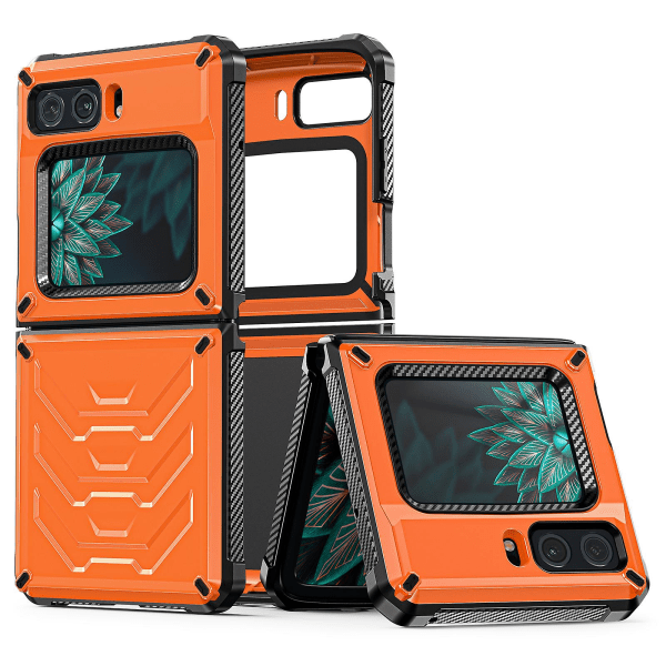 För Motorola Moto Razr 2022 5g Rugged Series Stötsäker TPU-ram + PC-baksida Case Cover Orange