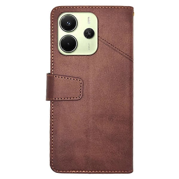 IDEWEI Læder Wallet Telefon Cover med Stativ og Kalvetekstur til Xiaomi Redmi Note 14 4G Multicolor Coffee