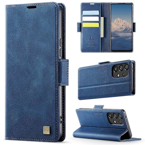 Samsung Galaxy A33 5G -kotelo AUTSPACE A11 RFID-suojattu retro nahkainen matkapuhelinlompakkokotelo Multicolor Blue