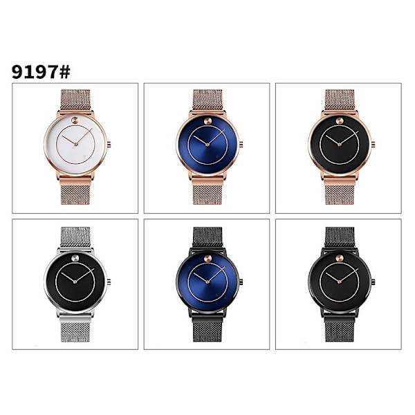 Skmei 9197 Simpelt Quartz Ur Til Damer Black Shell Blue Surface