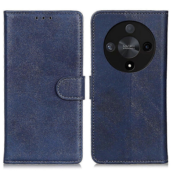 Læderetui med stativ til Honor Magic6 Lite 5G/X9b 5G/X50 5G med kohudtekstur Multicolor Blue