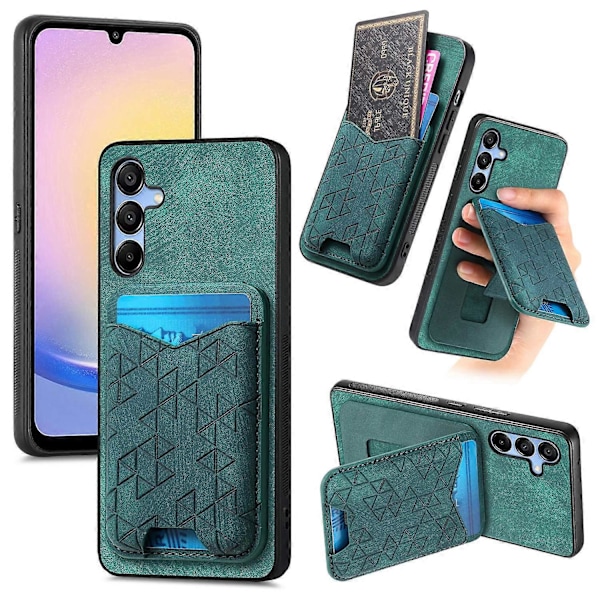 Til Samsung Galaxy A15 4G/5G Etui med Præget Mønster, Kortholder, Støttefod, Læder Bagside Cover Multicolor Style C