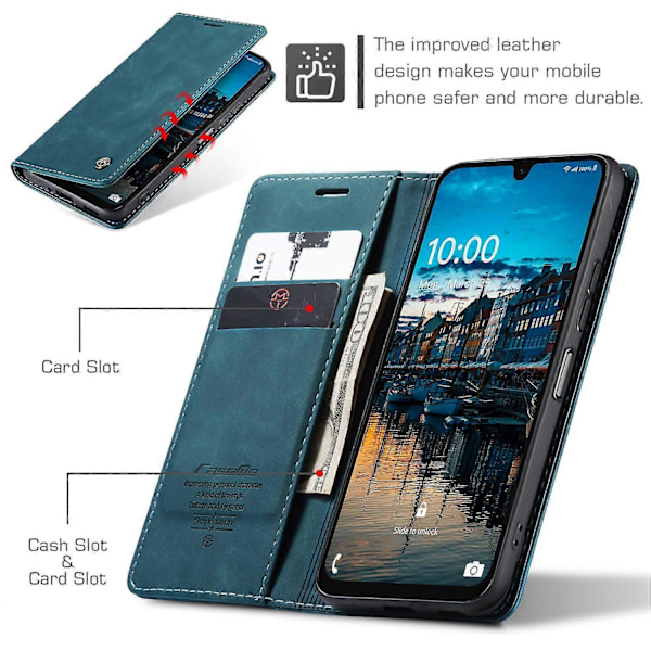 Til Samsung Galaxy A26 5G Case CASEME 013 Series Kortholder Stativ Læder Telefon Cover - Kaffe Multicolor Blue