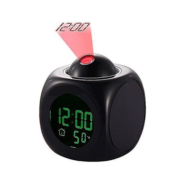 LED Projektor Vækkeur Multifunktionelt Digitalt Temperaturdisplay Stemmestyret Talende Projektionsur 12/24 Timer Skiftbar Boligindretning