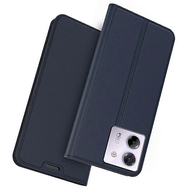 Xiaomi Poco M7 Pro 5G -kotelo PU-nahkaa, korttipidike, jalusta ja magneettisuljin Multicolor Blue