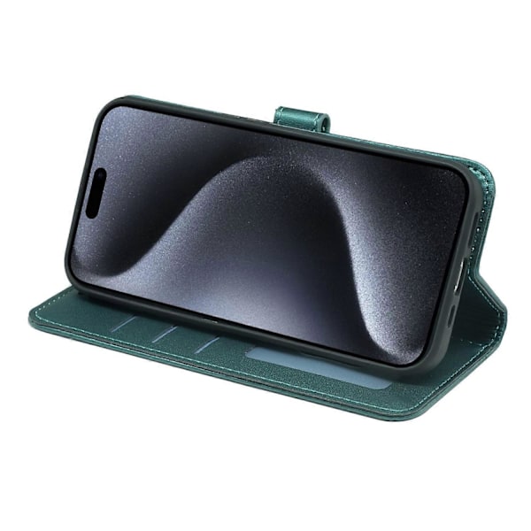Til iPhone 16 Pro Max Wallet Case Magnetisk Lukning Læder Telefon Cover med Rem- Multicolor Green