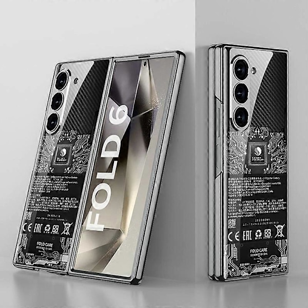 GKK Etui til Samsung Galaxy Z Fold6 5G Elektroplettering Trykt Mønster Hærdet Glas+PC Telefoncover Multicolor Style J