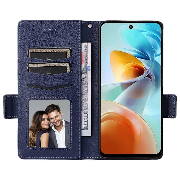 Etui til ZTE nubia Music 2 med håndledsrem, litchi-tekstur, PU-læder, tegnebog, telefoncover Multicolor Dark Blue