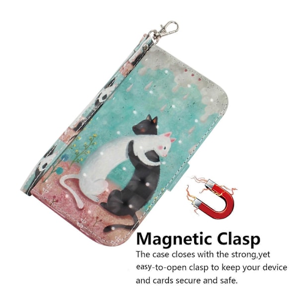 Til Xiaomi Redmi Note 13 Pro 5G/Poco X6 5G Wallet Case 3D Mønster Print Læder Cover med Rem Multicolor Two Cats