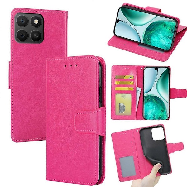 For Honor X8c 4G Etui Pung PU Læder + TPU Foldbart Stativ Telefoncover Multicolor Rose