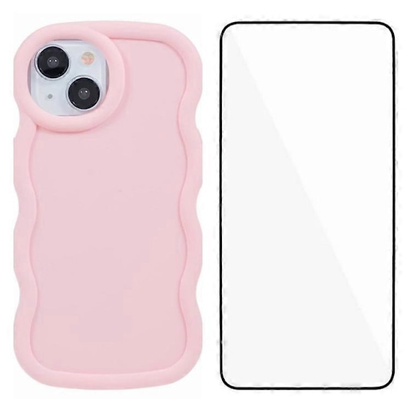 WANLONFENG XL -sarja iPhone 14 -puhelimelle Aaltoileva reunus TPU-kuori karkaistulla lasikalvolla Multicolor Style C