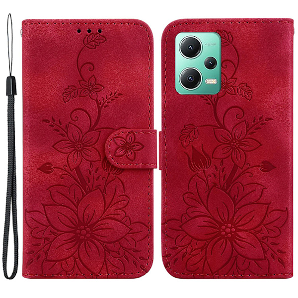 Case för Xiaomi Redmi Note 12 5g (global)/poco X5 5g Cover med tryckt blomma Red