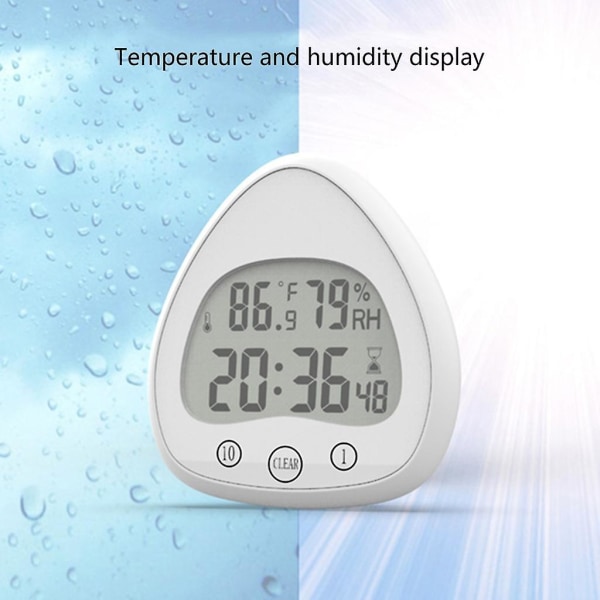 Badrum Digital Klocka Med Stor LCD-skärm Dusch Väggklocka Med Timer