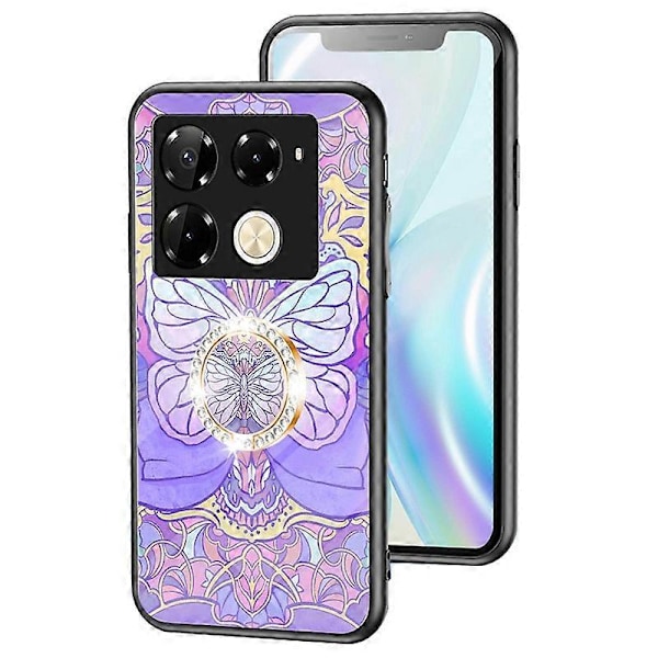 Til Infinix Note 40 Pro 4G Telefon Cover TPU Ramme Hærdet Glas+PC Bagside Multicolor Style B