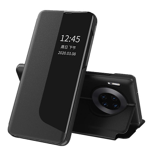 Smart View Fönster PU Läder Ställ Spegel Flip Folio Skyddsfodral för Huawei Mate 30 Pro