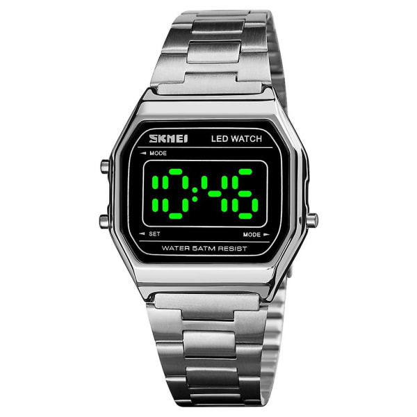Skmei 1646 Led Digital Display Ljusande elektronisk watch Silver