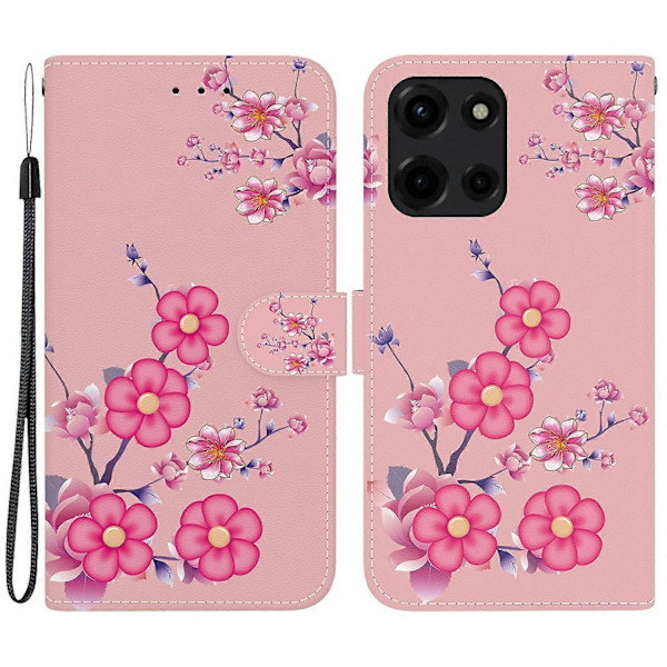 Motorola Moto G 5G (2025) Lompakkokotelo, pudotussuoja, nahkainen läppäsuojus, kuvioitu painatus Multicolor Sakura