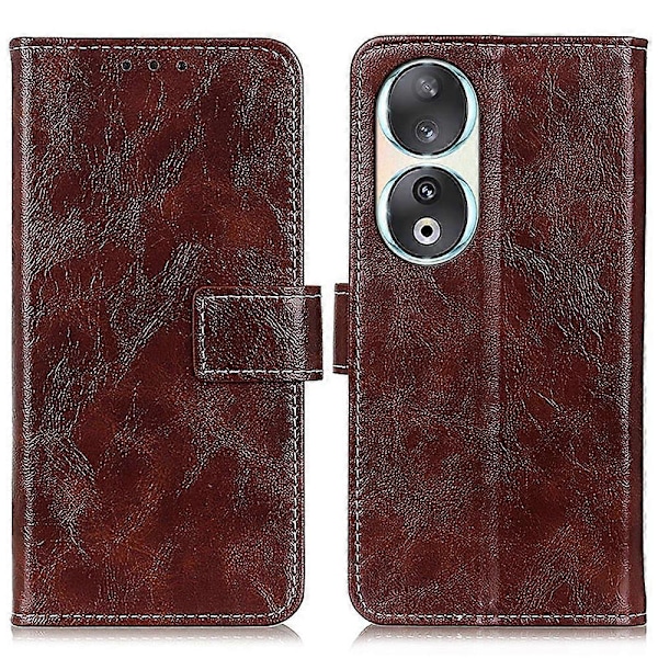For Honor 90 Stødsikkert Etui PU Læder Shell Stand Wallet Retro Telefon Cover Multicolor Style E