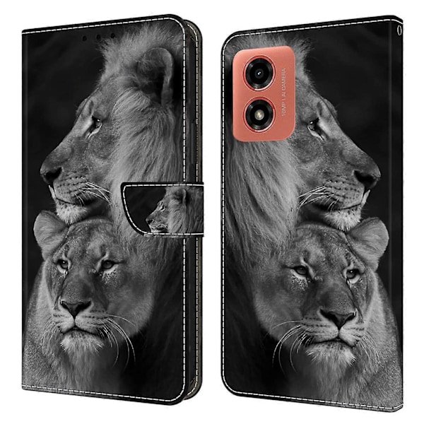 Læderetui med 3D-mønster, pung og stativ til Motorola Moto E14 4G/G04 4G/G04s 4G/G24 4G Multicolor Style A