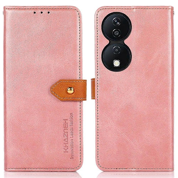 KHAZNEH Fodral för Honor X7b 4G/90 Smart/Play 50 Plus 5G Mobiltelefon, Gyllene Spänne PU Läder Magnetiskt Fodral Multicolor Rose Gold