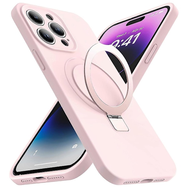 För iPhone 14 Pro Max Kompatibelt med MagSafe Mobilskal Flytande Silikon Skal med Ställfunktion Multicolor Style A