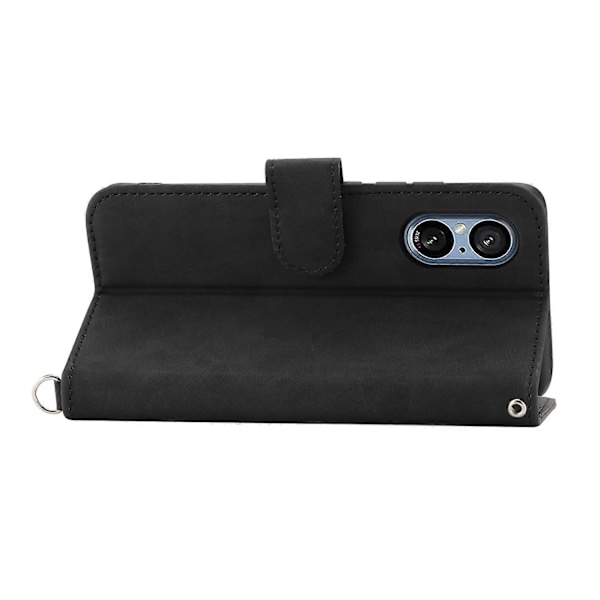 Til Sony Xperia 5 V Etui Præget Læder Telefon Cover med Håndrem+Skulderrem Multicolor Style E