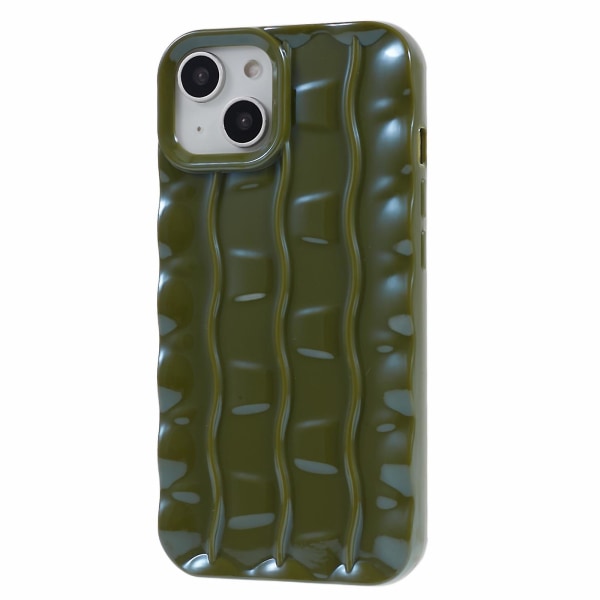 För Iphone 13 Soft Tpu Case 3d randigt mönster Anti-halk bakre cover Avocado Green