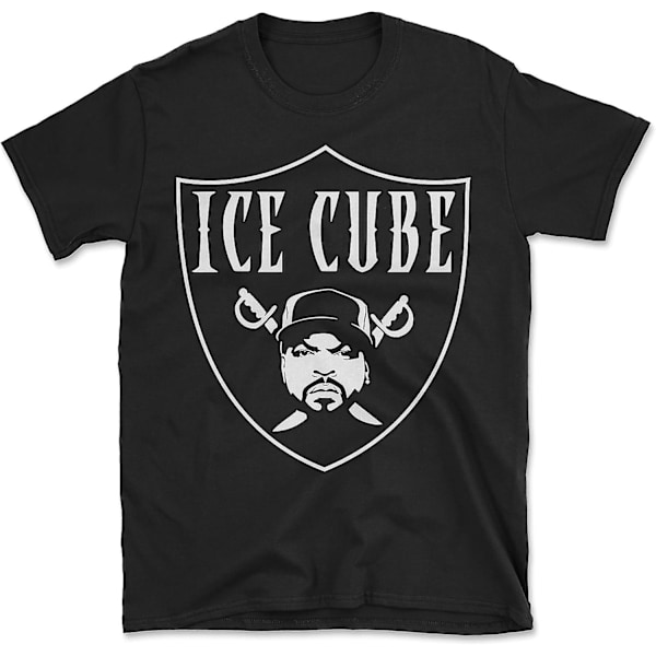 Ice Cube Raiders Logo Hip Hop Rap Vintage Replica T-paita Black M