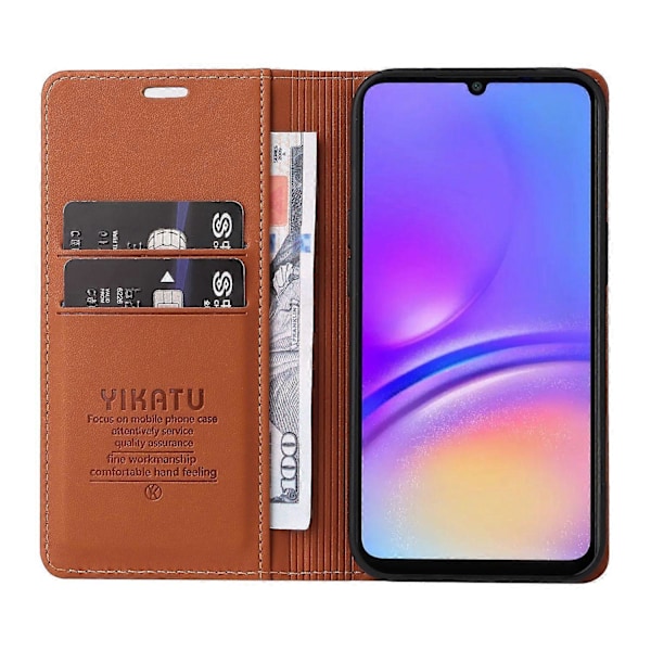 YIKATU YK-001 Fodral för Samsung Galaxy A06 Ställ Läder Telefonskydd Stark Magnetisk Stängning Multicolor Brown