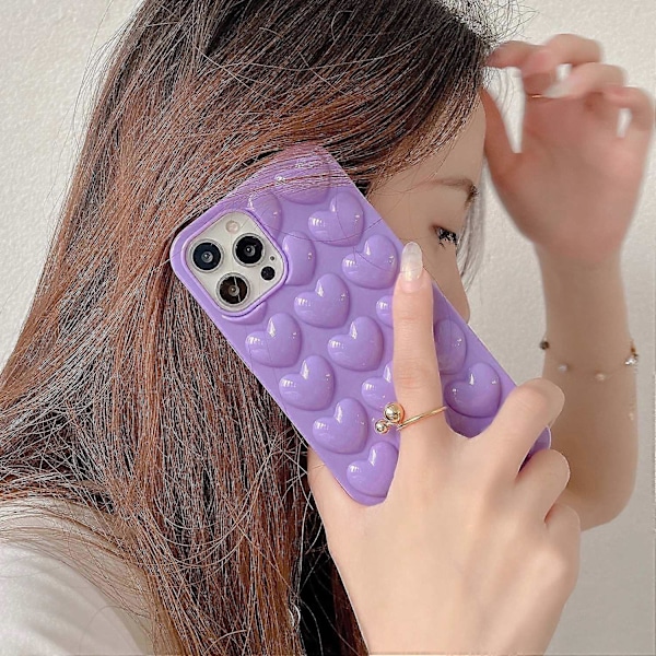 Til iPhone 15 Plus Telefon Cover 3D Kærlighedshjerte Blød TPU Stødsikker Bagside Multicolor Style C