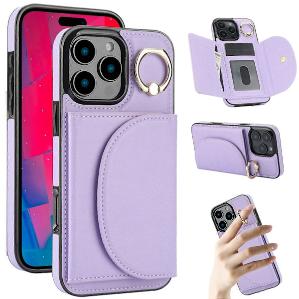 iPhone 16 Pro -kotelo RFID-suojauksella, lompakolla, jalustalla, nahka+TPU-puhelinkuori Multicolor Style E