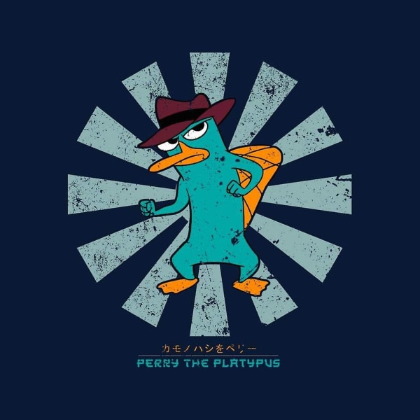 Perry Nokkaeläin Retro Japanilainen Miesten T-paita Navy Blue 3XL