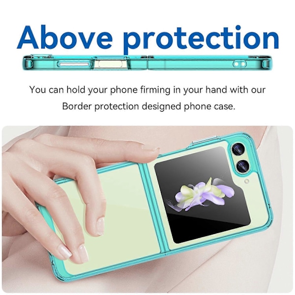 Til Samsung Galaxy Z Flip5 5G Mobiltelefon Bagcover Klar Beskyttende Stødsikker TPU+Akryl Case Multicolor Style E