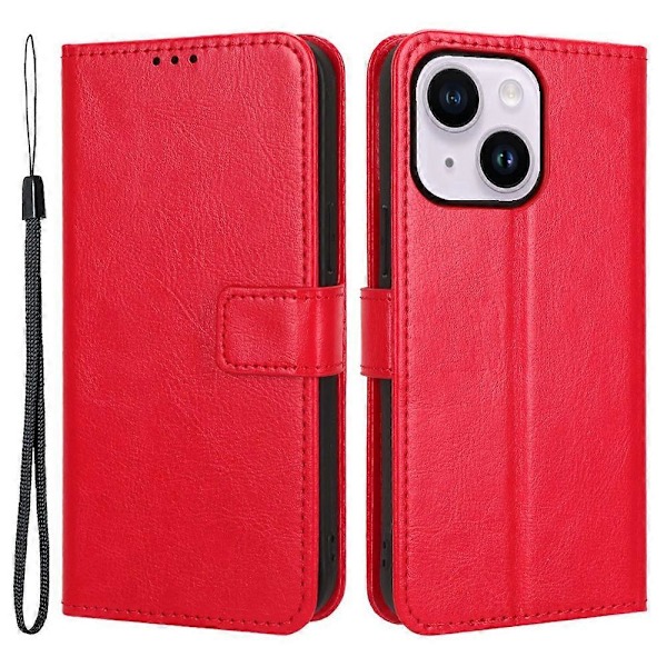 Telefoncover til iPhone 15 Plus Cover Crazy Horse Tekstur Læder Wallet Stand Shell Multicolor Style B