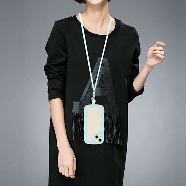 För Iphone 15 Wave Ramform Phone case Pc + TPU Transparent cover med justerbar rem Blue